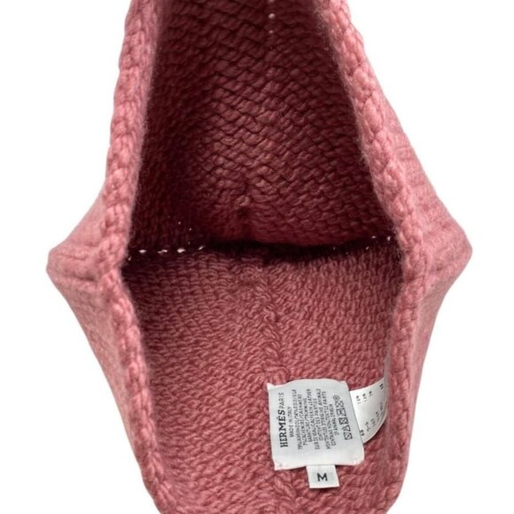 Hermes Hat Knit Hat Joplin Beanie N Frme M Size Calfskin Button Rose main image 5